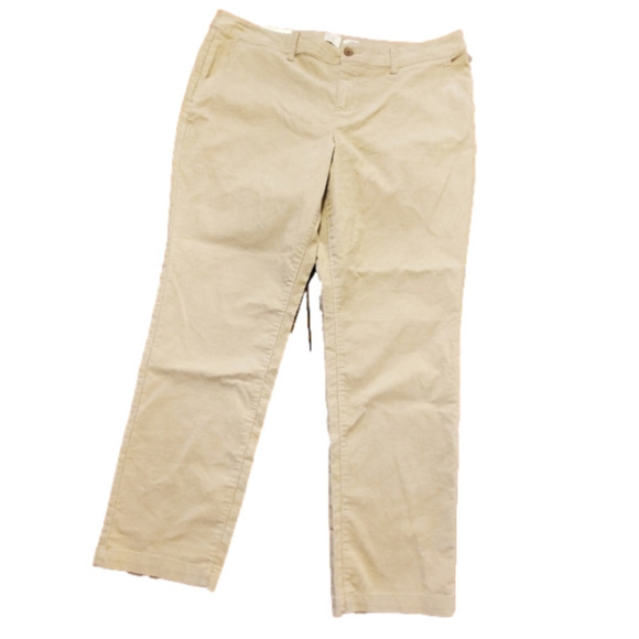 Khaki corduroy slim cut pants Size 16 Mid rise NEW - Picture 1 of 10